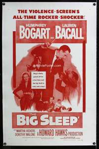 s056 BIG SLEEP linen one-sheet movie poster R56 Humphrey Bogart, Bacall