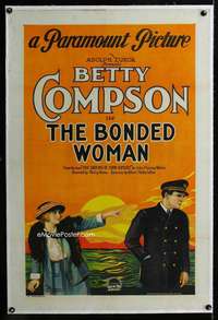 s065 BONDED WOMAN linen one-sheet movie poster '22 Betty Compson stone litho