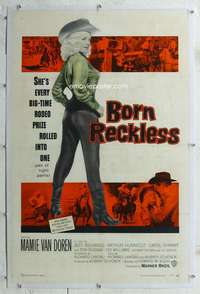 s066 BORN RECKLESS linen one-sheet movie poster '59 sexy Mamie Van Doren!
