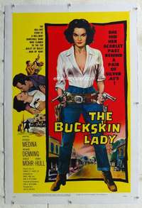s072 BUCKSKIN LADY linen one-sheet movie poster '57 Medina, sexy bad girl!