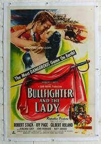 s073 BULLFIGHTER & THE LADY linen one-sheet movie poster '51 Budd Boetticher