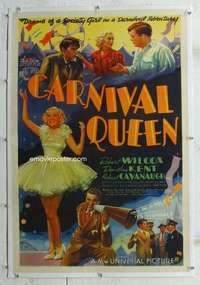 s083 CARNIVAL QUEEN linen one-sheet movie poster '37 pretty Dorothea Kent!