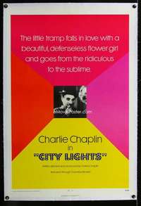s088 CITY LIGHTS linen one-sheet movie poster R72 Charlie Chaplin boxing!