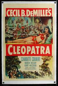 s089 CLEOPATRA linen one-sheet movie poster R52 Claudette Colbert, DeMille