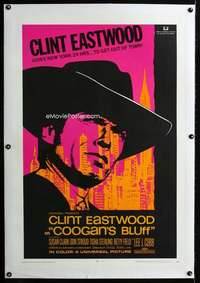 s092 COOGAN'S BLUFF linen one-sheet movie poster '68 Clint Eastwood, Siegel
