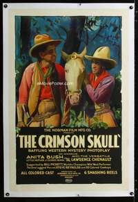 s099 CRIMSON SKULL linen one-sheet movie poster '23 Bush, colored cowboys!