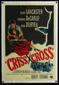 s100 CRISS CROSS linen one-sheet movie poster '48 Burt Lancaster film noir!