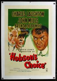 s180 HOBSON'S CHOICE linen English one-sheet movie poster '54 David Lean