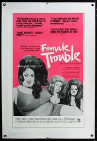 s126 FEMALE TROUBLE linen one-sheet movie poster '74 John Waters, Divine!