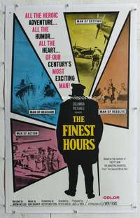 s128 FINEST HOURS linen one-sheet movie poster '64 Winston Churchill, Welles