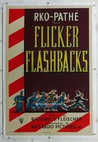 s133 FLICKER FLASHBACKS linen one-sheet movie poster '47 RKO comedy shorts!
