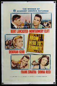 s140 FROM HERE TO ETERNITY linen one-sheet movie poster R58 Burt Lancaster