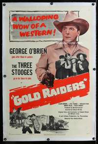 s154 GOLD RAIDERS linen one-sheet movie poster '51 Three Stooges, O'Brien