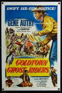 s155 GOLDTOWN GHOST RIDERS linen one-sheet movie poster '53 Gene Autry