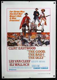 s156 GOOD, THE BAD & THE UGLY linen one-sheet movie poster R80 Clint Eastwood