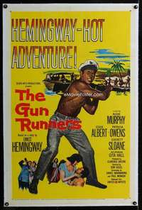 s161 GUN RUNNERS linen one-sheet movie poster '58 Audie Murphy, Don Siegel