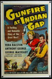 s162 GUNFIRE AT INDIAN GAP linen one-sheet movie poster '57 Vera Ralston
