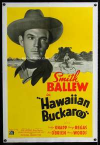 s168 HAWAIIAN BUCKAROO linen one-sheet movie poster '37 Smith Ballew c/u!
