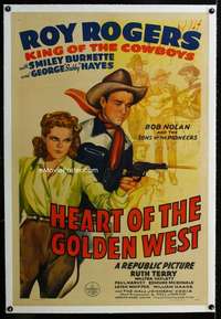 s171 HEART OF THE GOLDEN WEST linen one-sheet movie poster '42 Roy Rogers