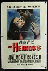 s173 HEIRESS linen style A one-sheet movie poster '49 William Wyler, Clift