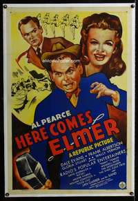 s176 HERE COMES ELMER linen one-sheet movie poster '43 solo Dale Evans!