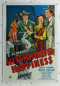 s179 HITCHHIKE TO HAPPINESS linen one-sheet movie poster '45 solo Dale Evans
