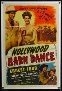 s181 HOLLYWOOD BARN DANCE linen one-sheet movie poster '47 country music!