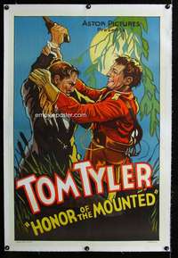 s182 HONOR OF THE MOUNTED linen one-sheet movie poster R37 Tom Tyler