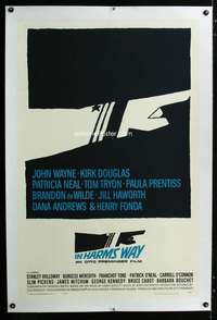 s188 IN HARM'S WAY linen one-sheet movie poster '65 classic Saul Bass art!