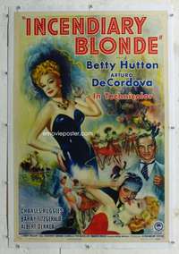 s190 INCENDIARY BLONDE linen one-sheet movie poster '45 sexy Betty Hutton!