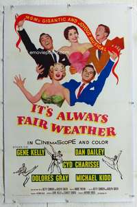 s194 IT'S ALWAYS FAIR WEATHER linen one-sheet movie poster '55 Kelly.Charisse