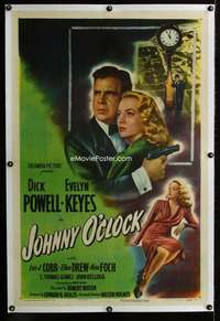 s200 JOHNNY O'CLOCK linen style B one-sheet movie poster '46 Dick Powell