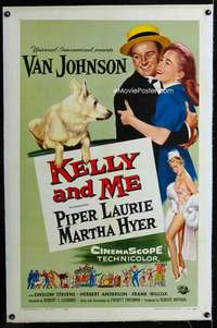 s204 KELLY & ME linen one-sheet movie poster '57 Van Johnson, Piper Laurie