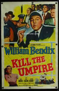s205 KILL THE UMPIRE linen one-sheet movie poster '50 Bendix, baseball!