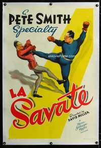 s208 LA SAVATE linen one-sheet movie poster '38 art of French kickboxing!