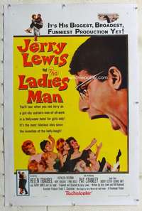 s210 LADIES' MAN linen one-sheet movie poster '61 screwball Jerry Lewis!