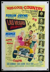 s214 LAS VEGAS HILLBILLYS linen one-sheet movie poster '66 Jayne Mansfield
