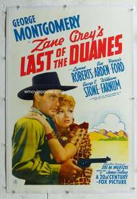 s215 LAST OF THE DUANES linen one-sheet movie poster '41 Zane Grey