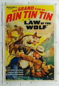 s219 LAW OF THE WOLF linen one-sheet movie poster R41 Rin Tin Tin's grandson