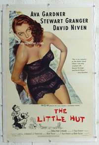 s222 LITTLE HUT linen one-sheet movie poster '57 Ava Gardner, Stewart Granger