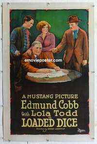 s225 LOADED DICE linen one-sheet movie poster '25 Edmund Cobb, gambling!