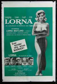 s228 LORNA linen one-sheet movie poster '64 super sexy, Russ Meyer classic!