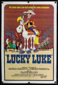 s233 LUCKY LUKE linen one-sheet movie poster '71 Daisy Town, cartoon western!