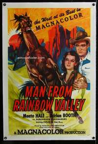 s234 MAN FROM RAINBOW VALLEY linen one-sheet movie poster '46 Monte Hale
