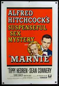 s240 MARNIE linen one-sheet movie poster '64 Sean Connery, Alfred Hitchcock