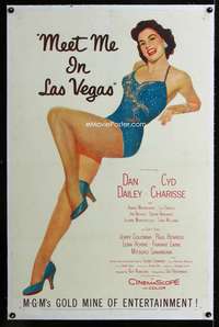 s241 MEET ME IN LAS VEGAS linen one-sheet movie poster '56 sexy Cyd Charisse!