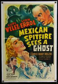 s243 MEXICAN SPITFIRE SEES A GHOST linen one-sheet movie poster '42 Velez