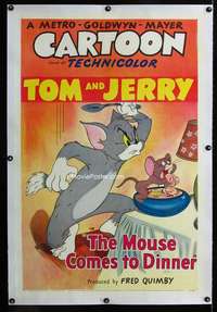 s249 MOUSE COMES TO DINNER linen one-sheet movie poster R51 Tom & Jerry
