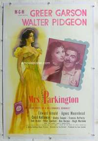s250 MRS PARKINGTON linen style D one-sheet movie poster '44 Greer Garson