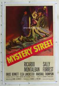 s251 MYSTERY STREET linen one-sheet movie poster '50 film noir, sexy image!